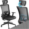 tectake® Sedia da Ufficio Ergonomica Tessuto a Rete, Schienale Alto con Poggiatesta Regolabile, Sedia Ufficio con Supporto Lombare, Altezza Regolabile, Braccioli Regolabili in 10 Posizioni - Nero