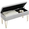 HOMCOM Panca Fondo Letto Singolo con Spazio Contenitore, Panca Camera da Letto Moderna in Tessuto con Gambe in Acciaio per Ingresso, Camera e Salotto, 100x40x49 cm, Grigio Chiaro