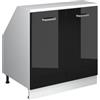 Vicco Mobile cucina sottotetto R-Line, Nero lucido, 80 cm con 2 porte, carcassa 60 cm profondità, per la libera combinazione all'interno di sistemi cucina modulari