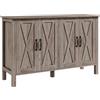 HOMCOM Mobile Cucina Basso stile Rustico con 2 Ripiani Portaoggetti Regolabili, Credenza Buffet per TV fino a 55 Pollici con 4 Porte in Legno, 120x37x75 cm, Grigio