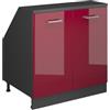Vicco Mobile cucina sottotetto R-Line, Rosso lucido, 80 cm con 2 porte, carcassa 60 cm profondità, per la libera combinazione all'interno di sistemi cucina modulari