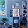Vicco Tavolo da toeletta Meryl, Bianco, 80 cm con illuminazione LED e sgabello, adatto per truccarsi, acconciarsi e conservare cosmetici