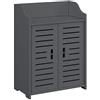 [en.casa] Armadietto da Bagno a Terra con 2 Ante e Ripiani 62 x 45 x 25 cm Mobiletto Armadio da Bagno con Sportelli di Design - Grigio Scuro