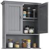 LIFEZEAL Mobiletto Pensile Salvaspazio per Bagno, 60 x 19 x 71cm, Pensili Cucina con 2 Ante e Ripiani Regolabili, Armadio Sospeso per Medicinali Multiuso in Legno (grigio)