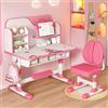 HshDUti Set scrivania per bambino, altezza regolabile, design a distanza dorata per prevenire la miopia, sedia e cassetto ampio