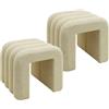 Rebecca Mobili Set 2 Pouf Moderni, Poggiapiedi Bassi, Beige, Tessuto Poliestere MDF, Imbottito, Design Originale, per Camera da Letto Salotto - Misure HxLxP: 40 x 38 x 40 cm - Art. RE7061