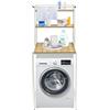 RjcdOPL Scaffale portaoggetti per lavatrice a 3 livelli, mobile portaoggetti sopra la lavatrice, risparmio di spazio, ideale per bagno, lavanderie, balconi (bianco+legno)
