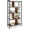 tectake® Scaffale, Libreria Verticale, stile industrial, 4 ripiani con 8 scomparti, Solido e Sicuro, Mobile Salvaspazio o Scaffale Metallo Garage - 75,5x30x155 cm - Legno industriale scuro