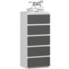AKORD | Cassettiera a 5 Cassetti | Credenza Alta | Moderna Mobiletto per Soggiorno Sala da Pranzo Camera da Letto Corridoio Bagno | Armadio Cameretta | 35x40x92 cm | Bianco | Grigio grafite
