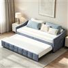 HFASD Divano letto estraibile 90/180 x 200 cm, letto giornaliero allungabile con rete a doghe, letto estraibile con tasca laterale, letto giorno allungabile, letto funzionale in flanella, senza