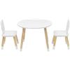 Rebecca Mobili Set Tavolino E Sedie Per Bambini, Tavolo Bambini Con Seggiole, Bianco Marrone, MDF Pino, Per Cameretta Asilo - Misure: 44 x 60 x 60 cm / 50 x 28 x 25 cm - Art. RE6849