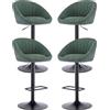 Ya-Home Set di 4 Sgabelli da Bar Sgabelli alti Cucina in Tessuto di Lino Sgabello Bar con Schienale Sedie da Bar Regolabile e Girevole per Cucina Penisola, Verde