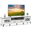 COSTWAY Mobile TV in Legno per Televisori Fino a 80, Mobile Porta TV 180 cm con 2 Cassetti, 2 Armadi e Scomparto, 7 Gambe Metalliche Rialzate, Consolle Media per Soggiorno (Bianco)