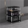 ZUGIATP Mobiletto AV HiFi A 3 Ripiani Ripiano In Legno Supporto Per Giradischi Mobile Stereo Sound Tower Rack Portaoggetti Per Console Multimediali(Black,Four layers)