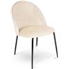 SAMIRA Sedia da pranzo imbottita in velluto Nicole (1, Beige - piede nero)