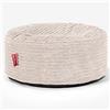 Lounge Pug Pouf Rotondo Velluto a Coste 65 cm Grande, Avorio, Poggiapiedi o Seduta Aggiuntiva