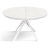 Mar.c.a. Design - Tavolo Rotondo Allungabile 120/170x75,5 cm - Piano in Nobilitato Finitura Bianco Frassinato e Base in Metallo - Made in Italy
