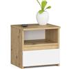 AKORD | Comodino Piccolo con un Cassetto e un Ripiano | Armadio Camera da Letto | Cassettiera Scrivania | Salvaspazio | 40x40x35 cm | 16mm Pannello laminato | Rovere Artigianale & Bianco Frontale