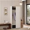 Linea Azzurra Armadio Ante Scorrevoli in Legno con Ripiani e Porta Scarpe Made in Italy Bianco Frasinato 212x90x43cm per Camera da Letto, Ingresso, Soggiorno Moderno ed Elegante