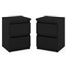 MRBLS_HOME Set di 2 Comodini Moderni con Cassetti, Mobile per Camera da Letto in Legno, Armadio con Cassetti per la Vostra Camera da Letto (Nero Opaco) - 30 x 40 x 30 cm (L/A/P)