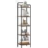 Hzuaneri Scaffale a 5 Ripiani, Libreria, Scaffale Stretto per Libri, Mensola D'angolo Industriale, Mensola Sottile per Ufficio, Soggiorno, Camera da Letto, Cucina, Marrone Vintage e Nero BC24501B