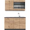 Vicco Cucina completa Fame-Line, Rovere dorato/antracite, 140 cm senza piano di lavoro, adatto per la combinazione individuale con altri moduli