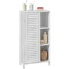 SoBuy Mobiletto da Bagno - Armadio da Bagno Stretto con Porta Lamellata e 3 Ripiani Aperti, Mobile Salvaspazio, Resistente all'Umidità, Colonna per Cucina e Soggiorno, Bianco, 48x96x24cm, BZR39-W