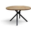 PAZZO DESIGN Tavolo rotondo allungabile Nada, tavolo da soggiorno, tavolo da cucina, gambe incrociate nere made in Italy, rovere rustico, 100x75 cm - id_2220