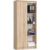 AKORD | Libreria per ufficio CLP 80cm | 4 Ripiani esterni 1 Anta | Scaffale Soggiorno | Porta Libri | Mobile Moderna con Ripiani | Salvaspazio | Librerie da Terra | Rovere Sonoma