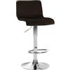 CLP Sgabello da Bar con Schienale Regolabile Hover, Poltroncina Imbottita con Rivestimento in Velluto, Sedia Girevole da Bancone in Metallo, Colore:Marrone, Materiale Base:Metallo Effetto Cromato