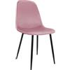 CLP Sedia da pranzo imbottita Maryam, sedia da cucina con schienale e telaio in metallo nero, portata fino a 150 kg Materiale:Velluto;Colore:rosa