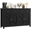 FirFurd Credenza Cucina 140CM,Madia Cucina con 2 Cassetti e 4 Ante Nero
