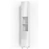 Vicco Mobile bagno alto Fynn, Bianco lucido, 30 x 190 cm, per la conservazione di articoli da bagno e asciugamani