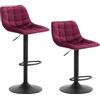 WOLTU Sgabelli Bar Set 2, con Schienale, Regolabile in Altezz, Bordeaux | Sgabelli Cucina con Poggiapiedi, Moderni Design, Girevole 360°, per Casa, Soggiorno, Sala da Pranzo, in Velluto