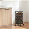 [en.casa] Carrello da Stoccaggio Organizzatore con 3 Cestelli Girevoli in Acciaio Mobile Multiuso a 4 Rotelle per Cucina Ufficio Bagno - Nero