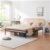 [en.casa] Struttura Letto Matrimoniale 160x200 cm Letto Doppio 2 Piazze Giroletto in Metallo Nero con Testiera Ovale Effetto Rattan Intrecciato