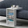 HOMIDEA WILLY Tavolino Basso da Salotto con Ruote - Materiale in Legno - Tavolino da Divano - Tavolino da caffè forma di C Moderno in Un Design alla Moda (Bianco)