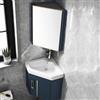 Generic Armadietto da Bagno ad Angolo con Specchio e Contenitore Mobile Bagno Sospeso con Lavabo, Rubinetto Caldo e Freddo, Design Ssalvaspazio per Piccoli Bagni(Blue,38cm)
