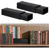 Thyle 2 set di alzate per libreria, 2 livelli, in polipropilene assemblato, per libri e collezioni, espositore salvaspazio per libri, manga, DVD, CD (nero)