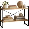 MAKA change your life quality MAKA Scaffale con Struttura in Metallo Soggiorno, Libreria Bassa con 2 Ripiani in Legno, Scaffalatura Bassa Moderna per Bagno, Cucina, Camera da Letto, Facile da Montare, 80x33x66 cm (2 Ripiani)