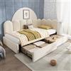 Wyibwy Divano letto 90x190cm con rete a doghe, letto per bambini e adulti, letto singolo contenitore con 2 cassetti, chaise longue in velluto, Beige (senza materasso)