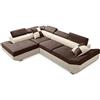 Robin Inspire Divano Angolare Modulare 4 Posti - Divano Letto a L Sinistro - Contenitore, 5 Poggiatesta Regolabili, 2 Cuscini - per Soggiorno Moderno - 280 cm Saturn Cioccolato Biscotto
