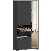 HOMCOM Scarpiera Salvaspazio Slim Alta con 2 Ante a Specchio e 4 Ante a Ribalta, Scarpiera Ingresso con Ripiani Regolabili, 2 Armadietti, 5 Gambe, Porta Scarpe per 16 Paia, 82x30x168 cm, Nero