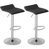WOLTU Sgabelli da Cucina Set di 2, Sgabello da Bar Colazione Regolabile in Altezza, Sgabello da Banco Girevole a 360°per Bar, Cucina, Banco, Caffè, PVC+Metallo, con Poggiapiedi, Nero+Argento