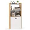 COSTWAY Libreria Scaffale con 2 Ante di Stoccaggio, Libreria Salvaspazio Moderna con 4 Ripiani in Legno Aperti, Mobile Alto Ufficio, per Soggiorno, Camera da Letto, 60 x 30 x 133 cm (Naturale)