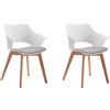 BenyLed Set di 2 Sedie da Pranzo con Rivestimento in Tessuto; Sedie da Soggiorno Poltrone da Salotto Design Intagliato a Cavità con Braccioli (Bianco-2pcs)