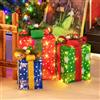 COSTWAY Decorazioni Scatola Regalo di Natale, Set di Scatole Regalo Illuminate, Decorazione Natalizia per Interni ed Esterni con 52 Luci LED per Esterno (Rosso+Verde+Blu)