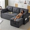 Zepneiy Divano con funzione di sonno, grande a 3 posti, L-forma, design moderno, mobili imbottiti, poltrona lounge con vani porta oggetti e bevande, soggiorno, divano letto, sinistra
