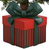 BAKAJI Base Albero di Natale a Forma di Pacco Regalo, Supporto Tronco Natalizio 36 x 36 x 47 cm, Decorazione Addobbi Natalizi Sottoalbero, Copribase Decorazioni Addobbo Natalizie (Rosso e Verde)