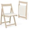 GIANTEX Set di 2 sedie pieghevoli, imbottite, con telaio in legno di gomma e schienale inclinato, per cucina, soggiorno e balcone (beige)